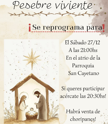 EL PESEBRE VIVIENTE SE PASÓ AL SÁBADO QUE VIENE